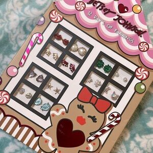 New Betsey Johnson ’12 Days Of Earrings’ twelve holiday stud earrings